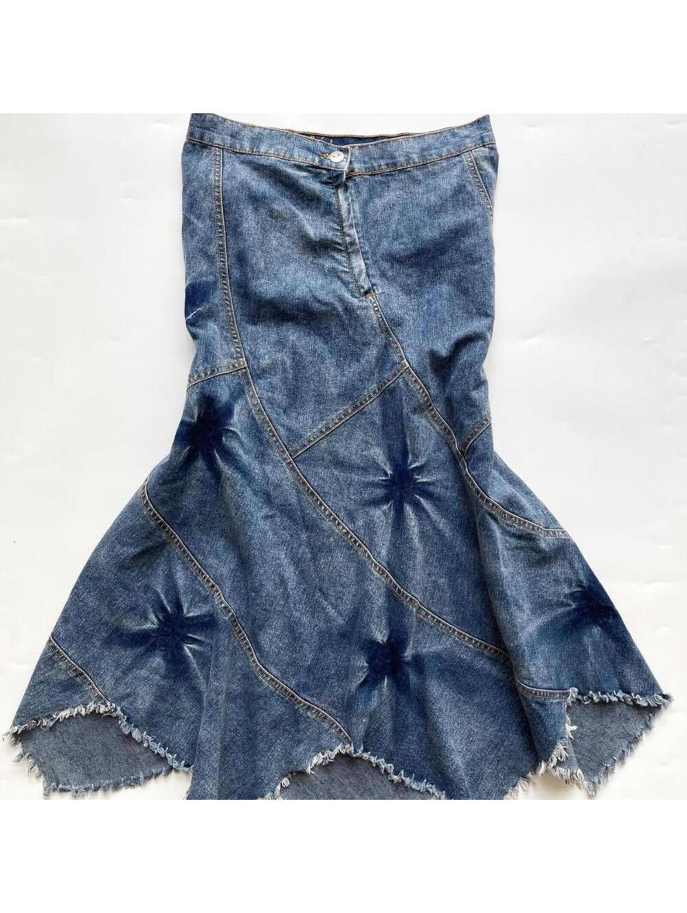 Y2K Denim Mermaid Maxi Skirt